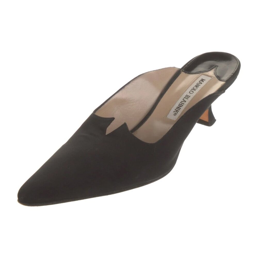 Manolo Blahnik black silk mules